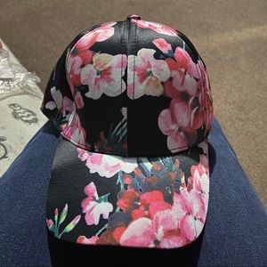 Charming Charlie Black Floral baseball cap